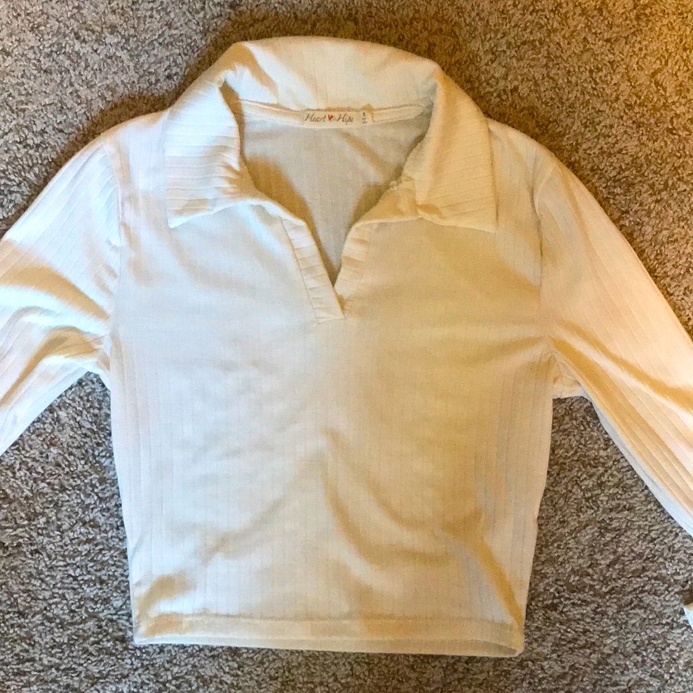 Long sleeved white crop top
